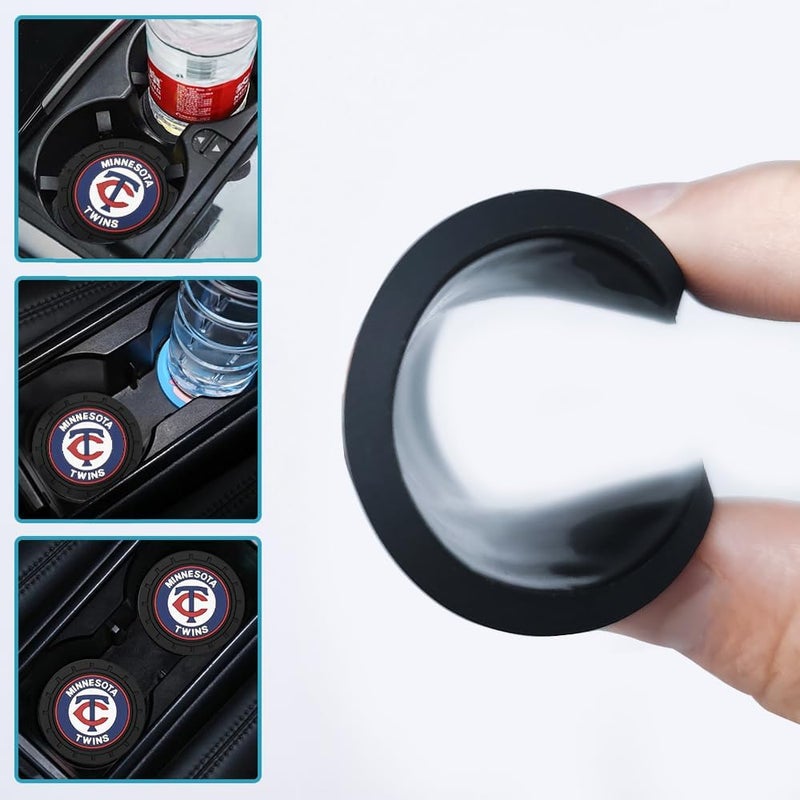 WiiFiive Car Cup Holder Coasters for Minnesota Twins Baseball Fans, Twins Car Coasters for Cup Holder Insert Silicone Non-Slip - Image 3
